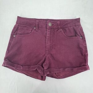 Aeropostale Burgundy High Waisted Midi 3” Inseam Soft Stretch Denim Shorts Sz 6